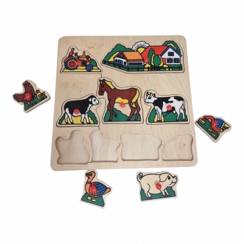 Puzzel vierkant boerderij plastic knop