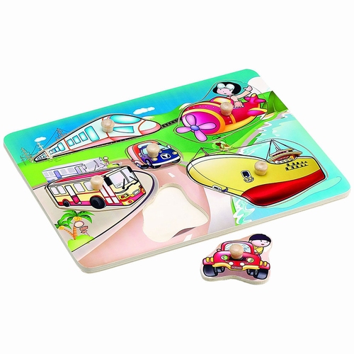 Puzzel vervoer / intercity houten knop