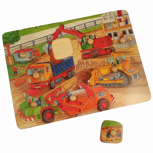 Puzzel bouwplaats houten knop