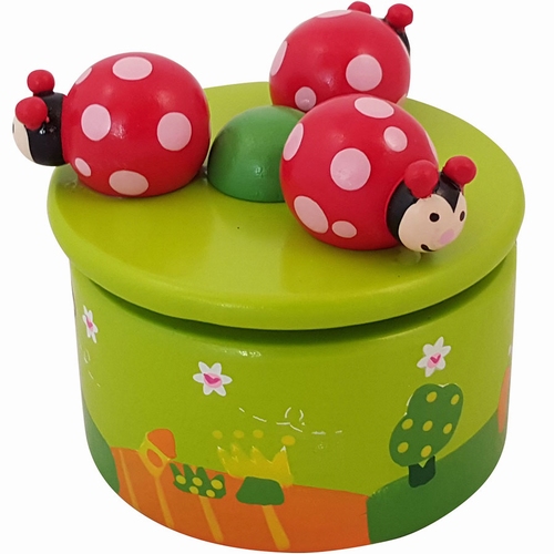 Muziekdoos met 3 lieveheersbeestjes rond