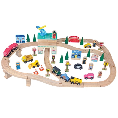 Treinset met helicopterdek Mentari 6129; 66-Delig