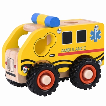 Ambulance met zwart rubberen wielen
