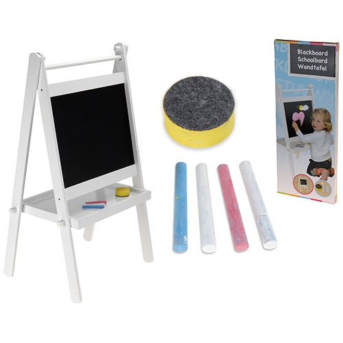 Schoolbord wit met plateau; incl krijt en wisser 