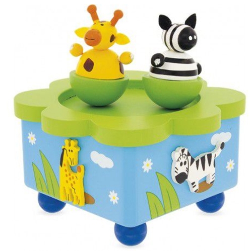 Muziekdoos dansende giraffe en zebra; MD017