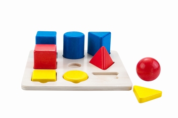 610017 - Sorteerbord geometrisch kleur/grootte 3x rubberhout