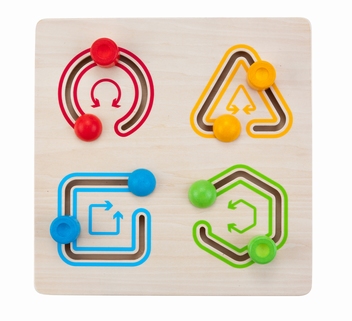 610023 - Schuifpuzzel geometrisch 4 vormen multiplex/rubberh