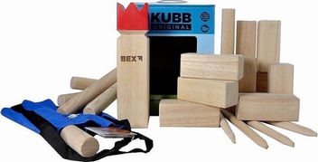 Kubb Viking Original Rode Koning rubberhout in colourbox