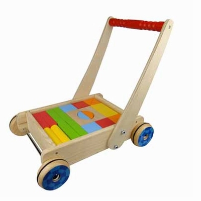 Duwwagen met blokken groot; duwhoogte 44 + 48 CM