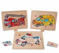 Puzzel hulpdiensten plastic knop 
