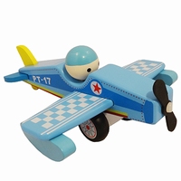 Vliegtuig blauw met vaste pop 