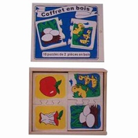 Puzzel in kist ervoor en erna aanbieding 
