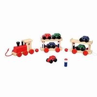 Trein met auto's; bal / touw verbinding 