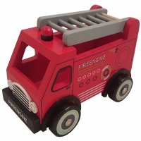 Brandweerauto met grijze ladder 