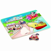 Puzzel vervoer / intercity houten knop 