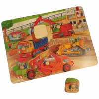Puzzel bouwplaats houten knop 