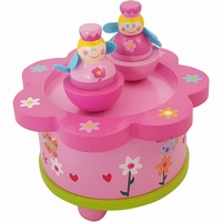 Muziekdoos dansende prinses rond roze/groen 