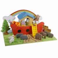 Ark van noach rood met grondplaat; inclusief dieren 