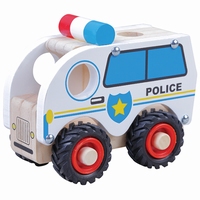 Politieauto met zwart rubberen wielen 