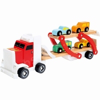 Autotransporter met 4 auto's rood/grijze cabine; 84095 