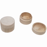 Kistje voor ringen/oorbellen beukenhout ; Rond 
