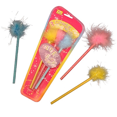 S/3 Grijze potloden; Glitter fluffy