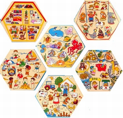 Puzzel zeshoek plastic knop