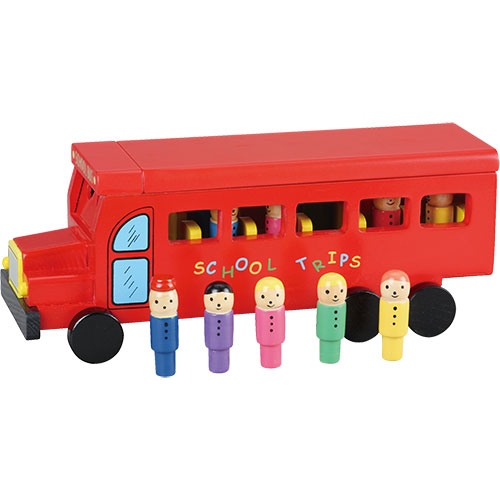 Schoolbus rood met kinderen; Mooi afgewerkt