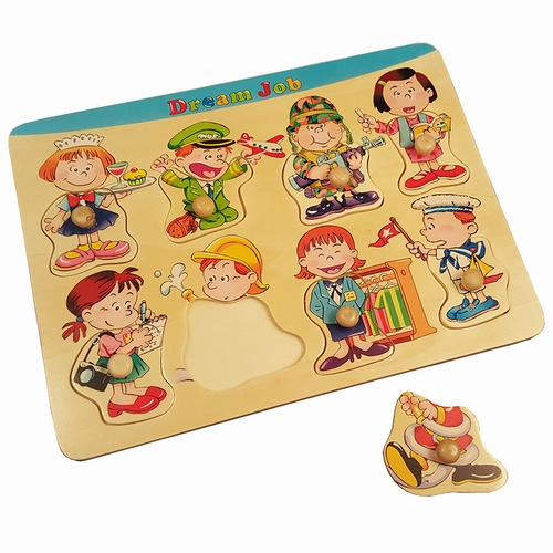Puzzel droombanen "Dream Job" houten knop