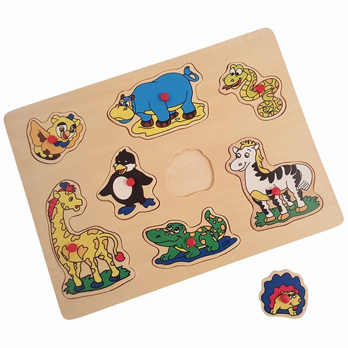 Puzzel wilde dieren plastic knop