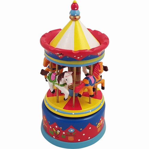 Muziekdoos Carrousel rood / geel groot (gv)