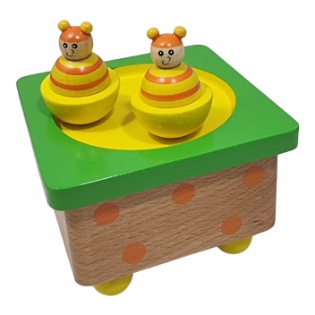Muziekdoos dansende poppetjes geel
