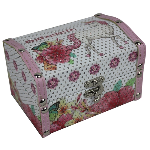 Juwelenkist bol deksel eenhoorn; karton en kunstleer