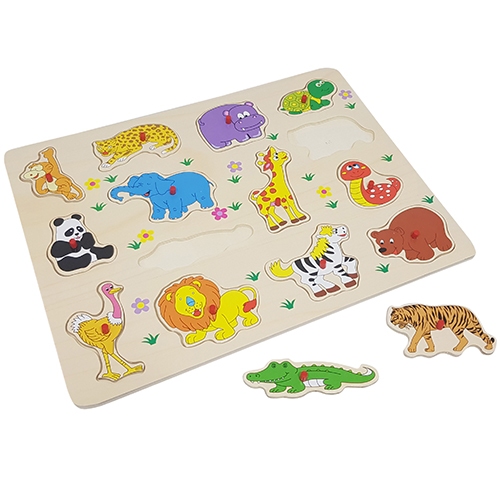 Knop puzzel wilde dieren groot  vernieuwd nu 1 cm dik