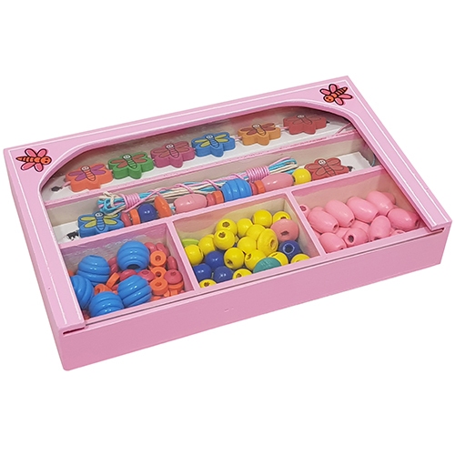 Kralen in kist roze groot