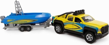Die-cast Terreinwagen met Trailer en Boot,