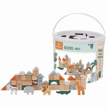 Blokkenton 50 beuken blokken Zookabee  Jungle