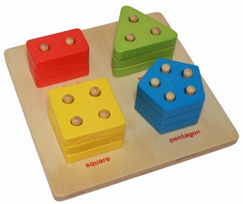 610010 - Sorteerbord geometrisch tellen multiplex/Rubberhout