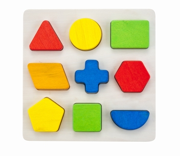 610024 - Sorteerbord geometrisch 9 vormen multiplex/rubberh