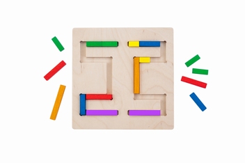 610033 - Vormenpuzzel staafjes van multiplex/rubberhout