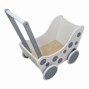 Poppenwagen met Stip wit/zilver wit rubber; exclusief dekje