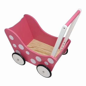 Poppenwagen met Stip roze zwart rubber; exclusief dekje