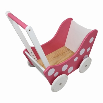 Poppenwagen met Stip roze wit rubber; exclusief dekje
