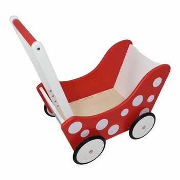 Poppenwagen met Stip  rood/ wit; exclusief dekje