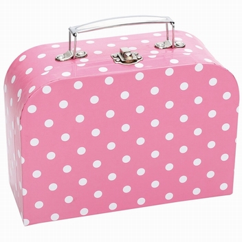 Koffer roze met witte stip; karton
