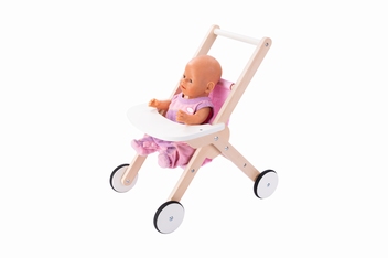 Buggy gemaakt van hout Roze  ongemonteerd
