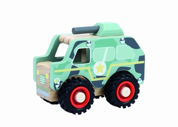 Tank met zwart rubberen wielen