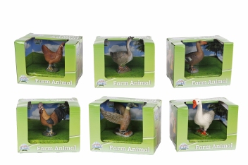 Dierfiguur kunstof eend/kip/gans 6 assorti