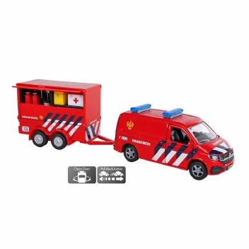 Brandweer Volkswagen met aanhangwagen van metaal
