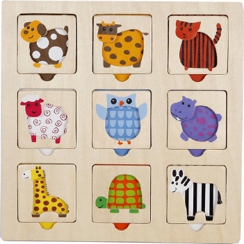 Inlegpuzzel zoek het dier bij de juiste kleur
