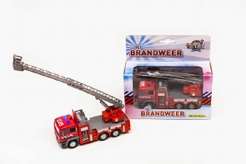 Die-cast Brandweer Ladderwagen licht en geluid 16 cm